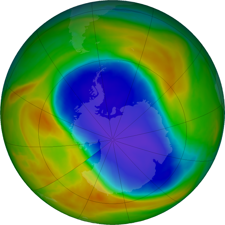 Antarctic ozone map for 13 October 2017
